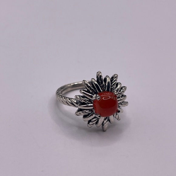 David Yurman Starburst Silver Ring with Red Carnelian - Picture 3 of 9